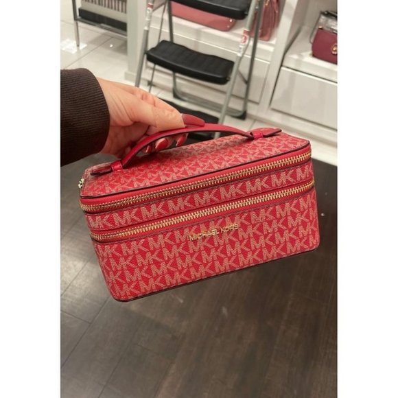 Michael Kors Jet Set Double Zipper Travel Case Chili Multi - Picture 2 of 11